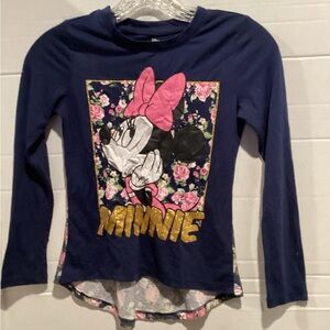 Girls Disney Minnie Mouse Floral Navy Long Sleeve Shirt Size Small